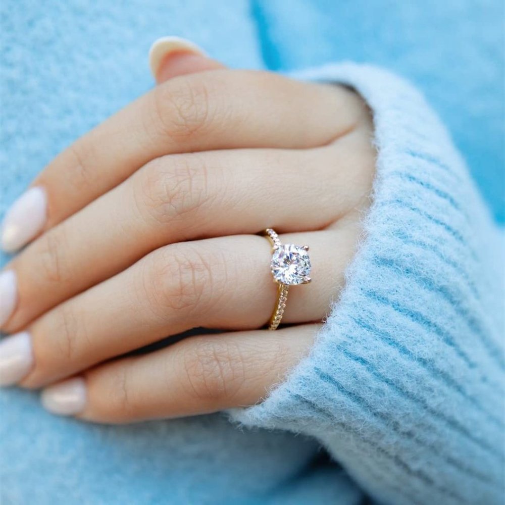 Cubic Zirconia/Stirling Silver Gold Engagement Ring Size 6.5